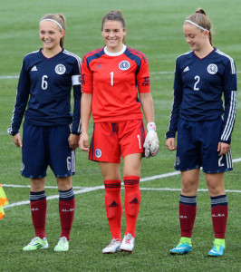 Eartha Cummings (centre) lines up for Scotland
